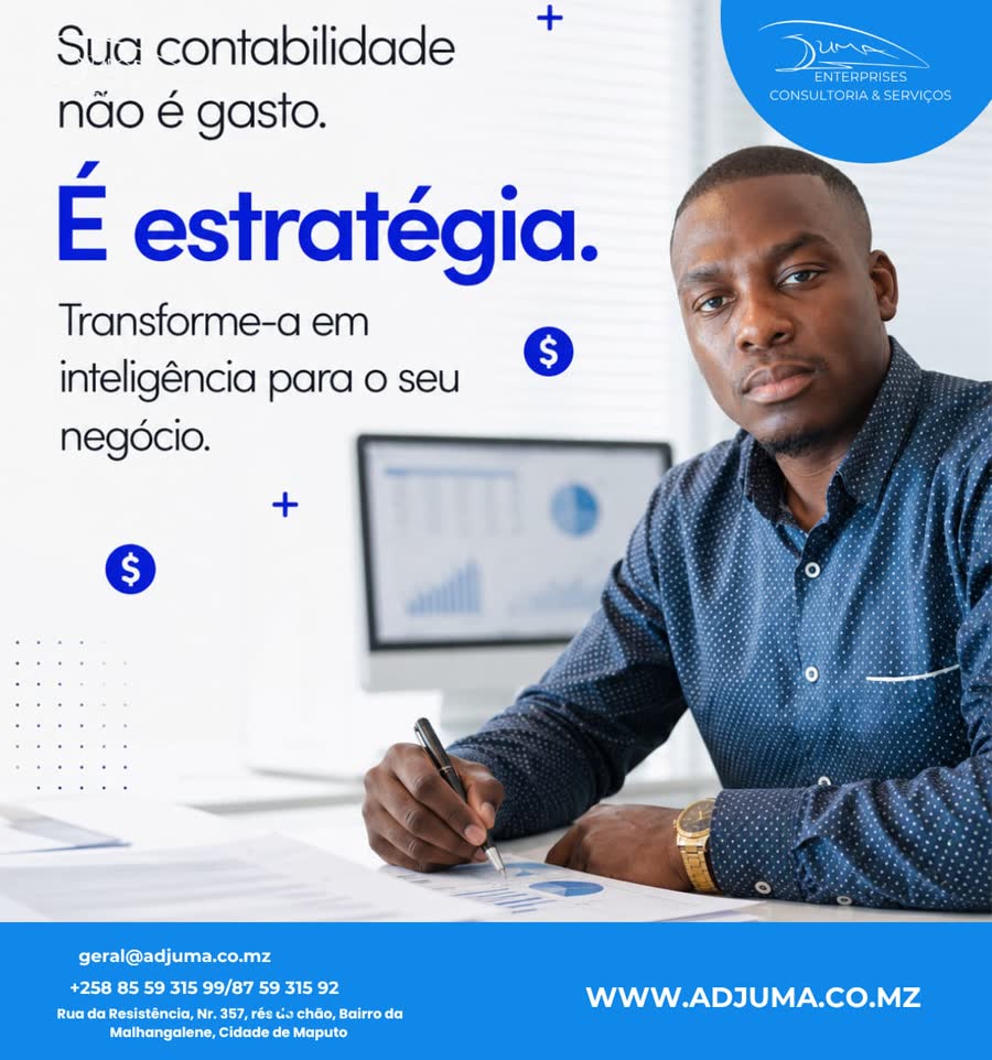 Sua contabilidade não é gasto. É estratégia. — Adjuma Enterprises