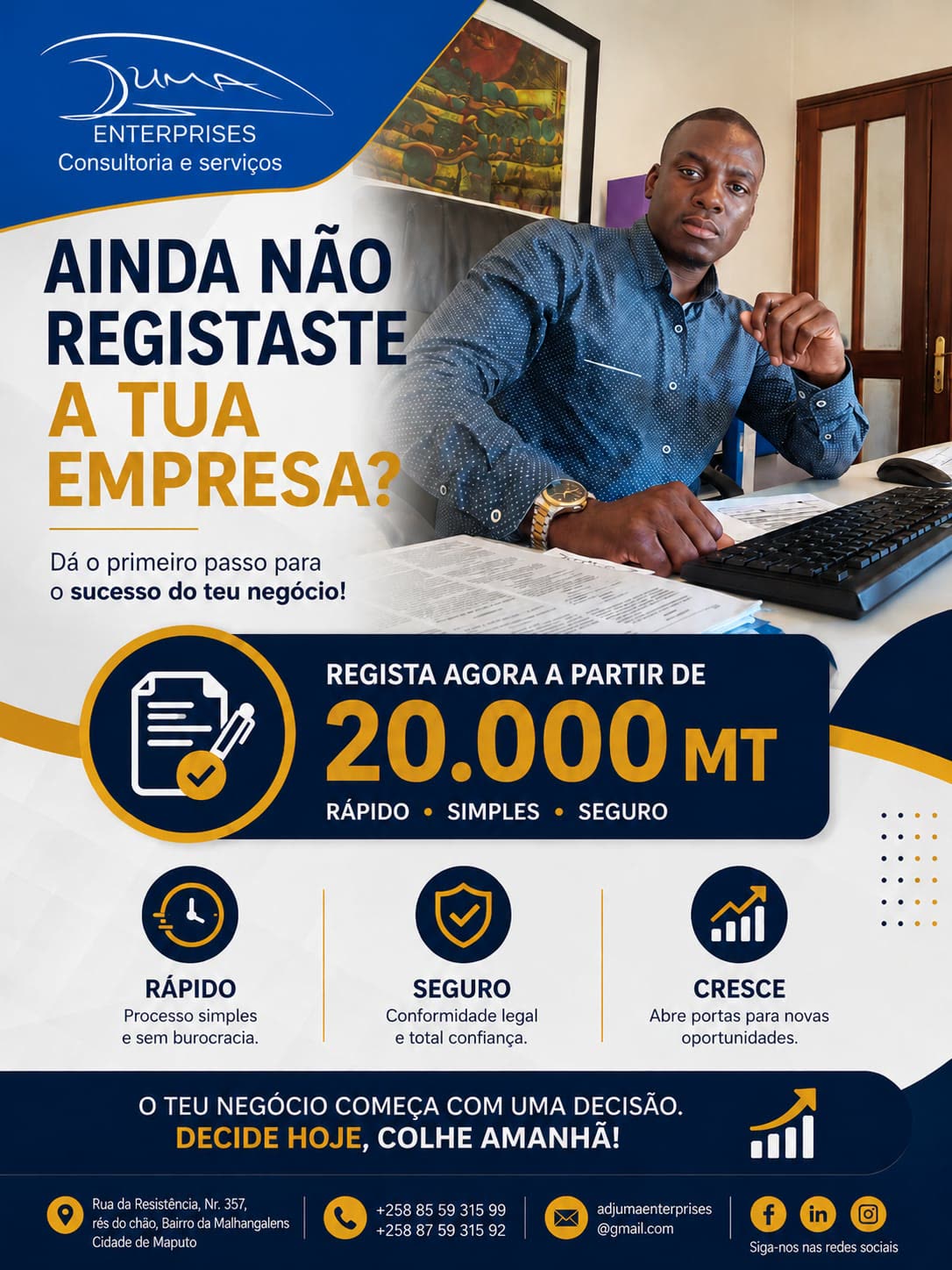 Ainda não registaste a tua empresa? Regista agora a partir de 20.000 MT — Adjuma Enterprises